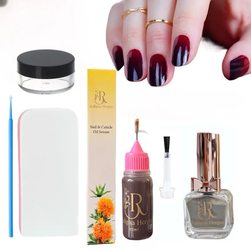 RAHMA HENNA ISI 6 MAROON SULTAN DARK BERKILAU HALAL Kuku Nail 0