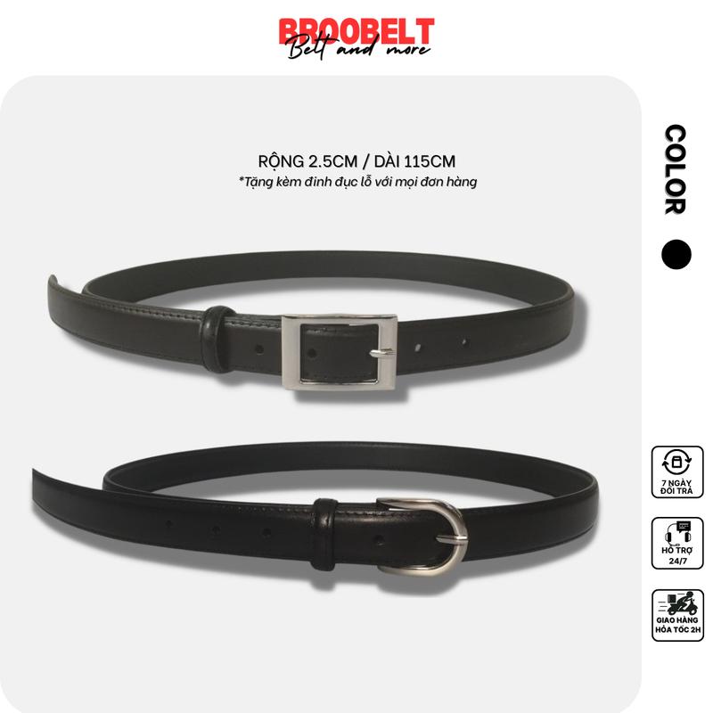  Thắt lưng nam nữ bản nhỏ 2.5cm Broobelt phong cách đơn giản dây nịt lưng basic bảo hành lỗi 1 đổi 1 