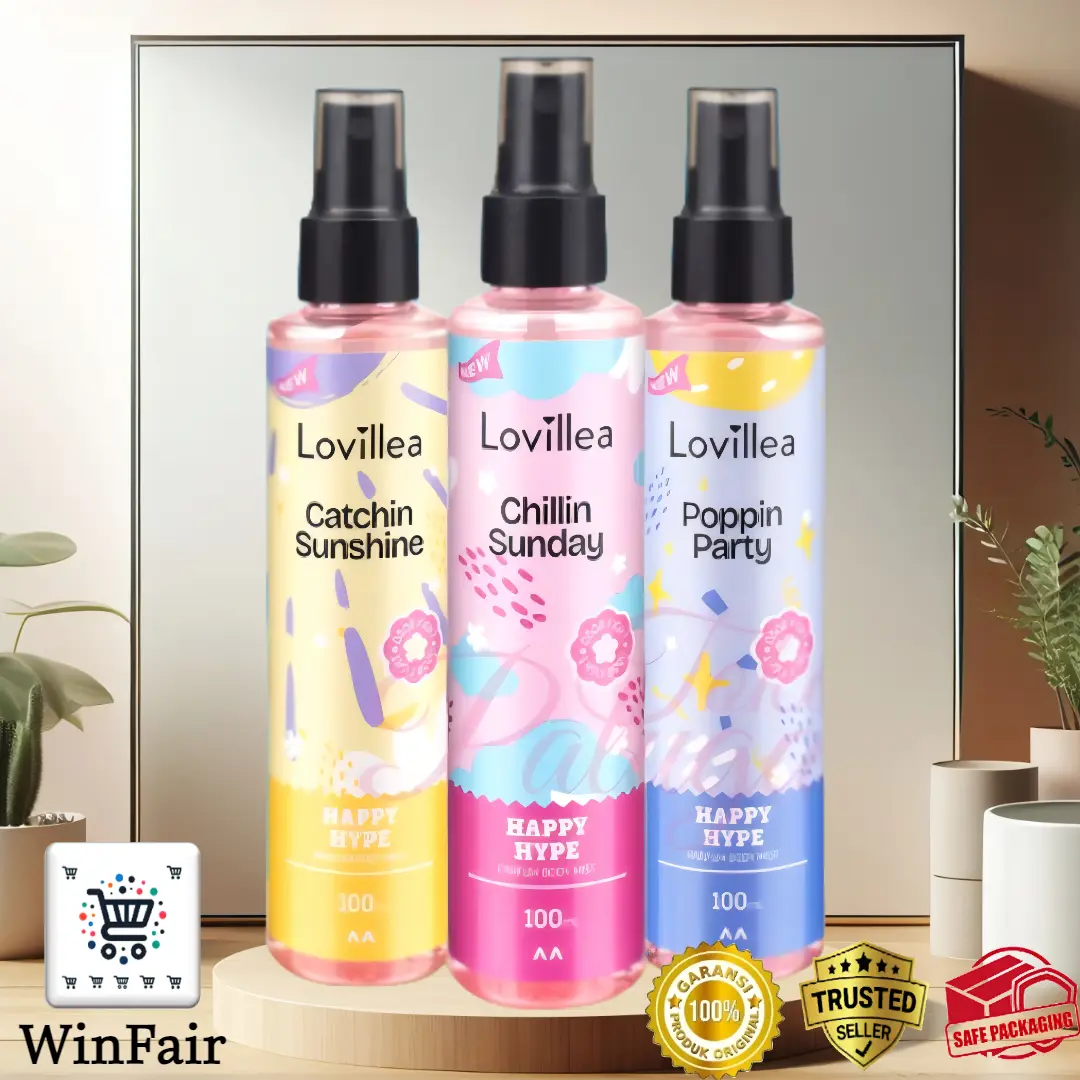 Lovillea Happy Hype Body Mist 100ml Perfume Wanita Wangi Floral Fruity Sweet Almond Violet Lily Peach