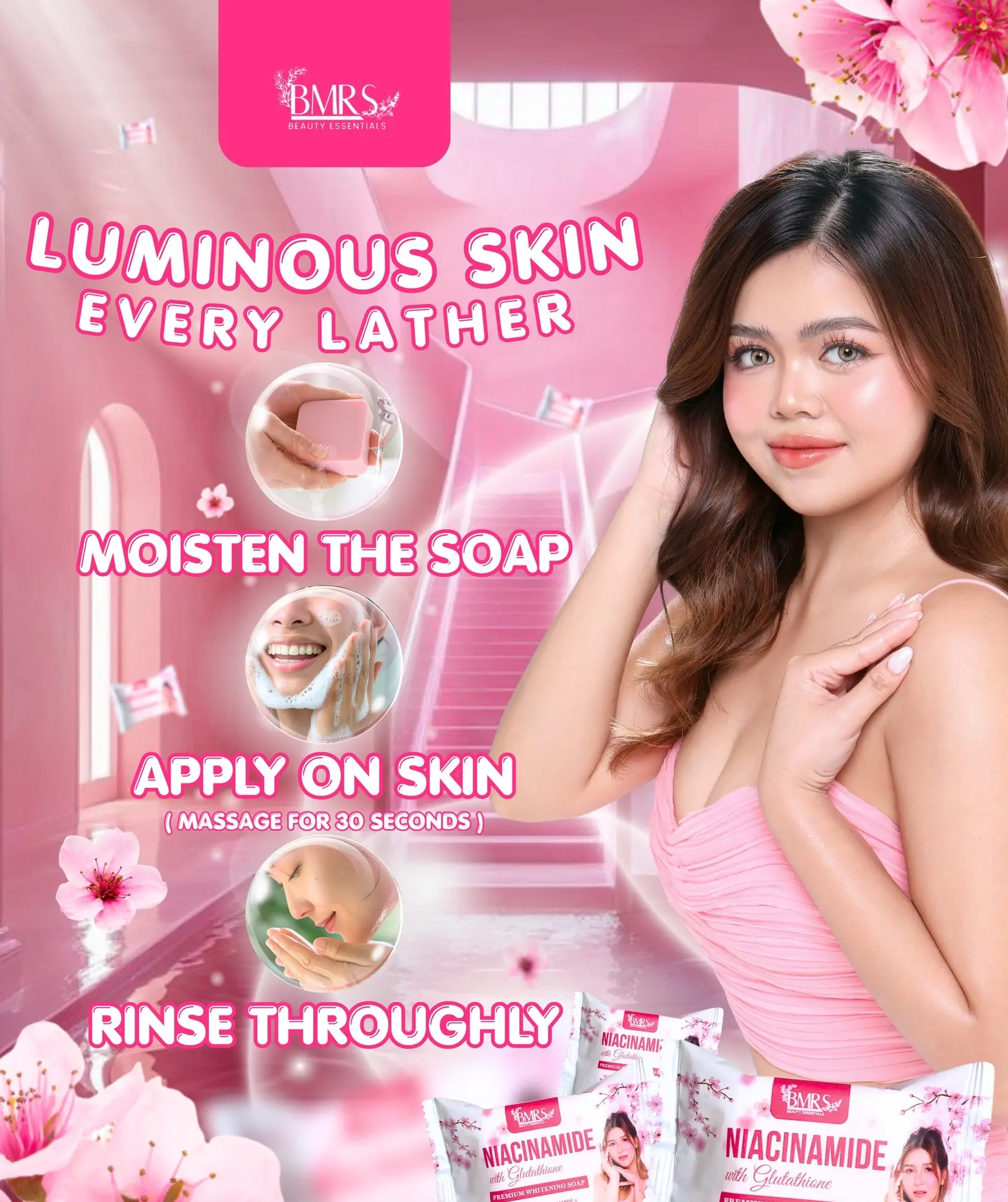 GLUTATHIONE NIACINAMIDE SOAP WITH ALPHA ARBUTIN KOJIC ACID REMOVES ACNE  LIGHTENS SKIN