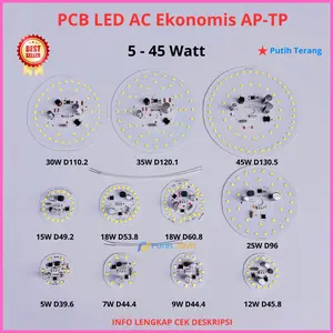 PCB LED AC Ekonomis Watt Lengkap 5 7 9 12 15 18 25 30 35 45 Watt Mesin Lampu LED AC