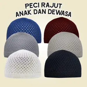 CPVJ - Peci Rajut Premium Varian Warna / Peci Haji Varian Warna Dewasa Kopiah Motif Muslim