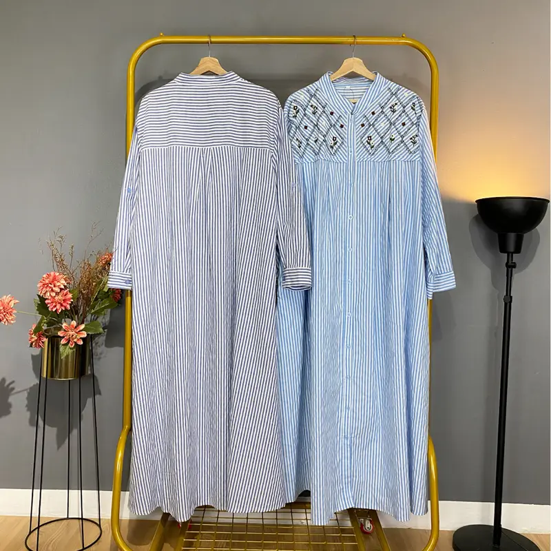 BP KIRANA Gamis Salur Bordir Fashion Wanita BB 70-120kg LD 120-130-140 Keti 60-62-64 Wanita Kekinian Terbaru Nyaman Dewasa Bahan Katun Yarndyed Oversize Mewah Dress Lebaran 6