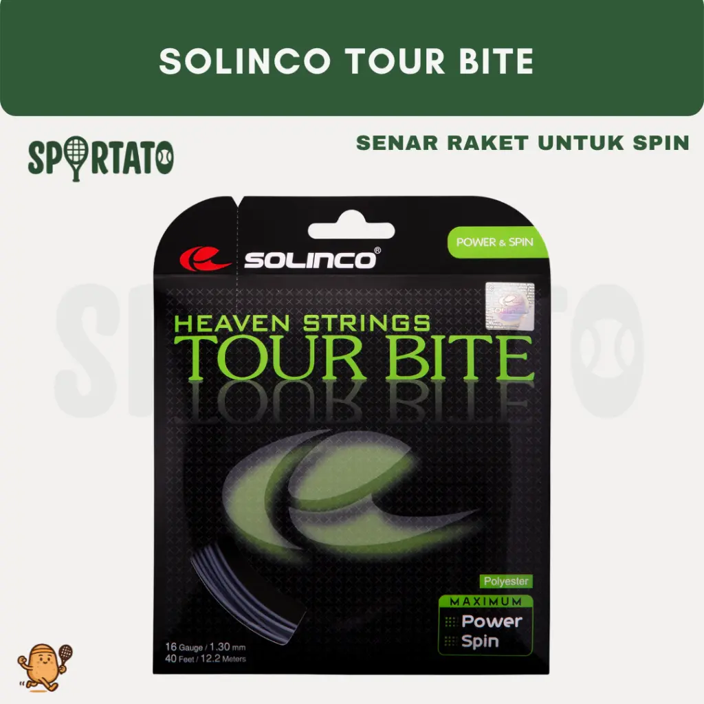 SOLINCO Tour Bite String for Spin | Senar Raket Tenis Polyester | Spin | Control