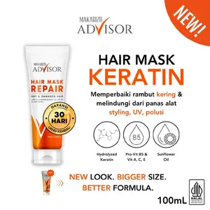 Makarizo Advisor Hair Mask Keratin 100ml - Memperbaiki Rambut Kering & Melindungi dari Panas Alat Styling UV Polusi - Haircare, Shampo