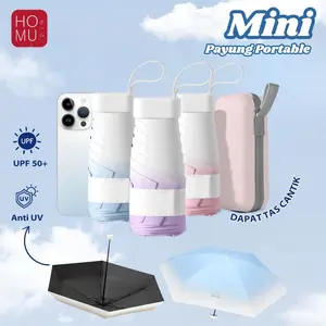 HOMU KASA Payung Lipat Mini Pelindung Sinar Matahari Anti UV Small Pocket Umbrella UPF50+ Gagang Plastik