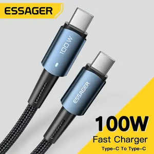 Essager PD 100W/60W USB Type C To USB C Cable QC 4.0 TYPE C Cable Fast Charging For Macbook Air 2020 MacBook Pro 2018 Samsung S20+ Xiaomi