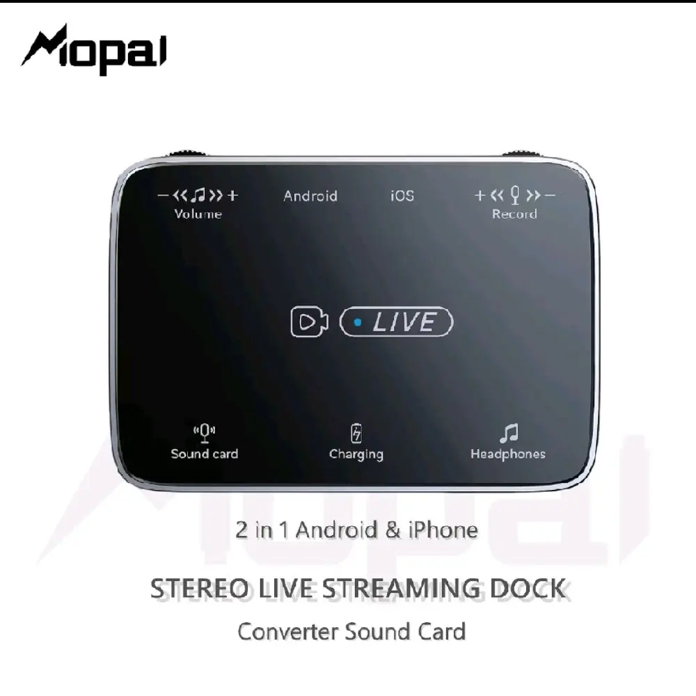 Mopal KT319 Stereo Livestreaming Dock 2 i n 1 Android & Iphone, Converter Soundcard