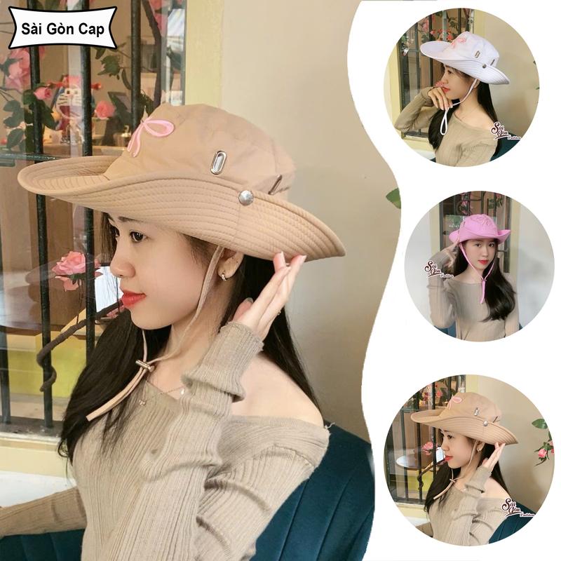  Mũ Bucket Cao Bồi thêu Nơ Vành Rộng Chống Nắng Form Unisex Nam Nữ Hot Trend 