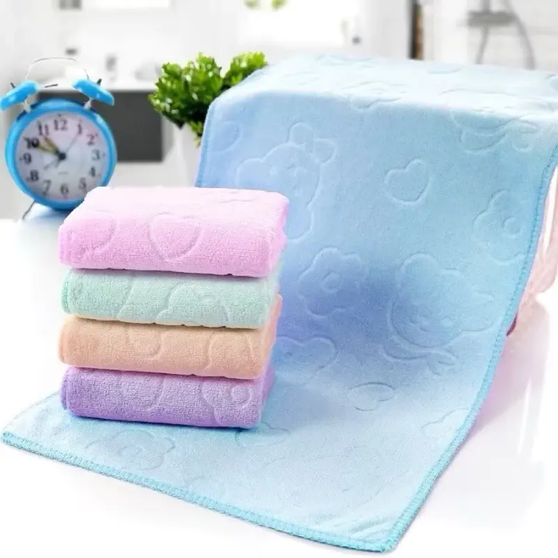 Handuk Mandi kecil / Handuk Microfiber 60x30cm Motif Embos Bear / Handuk Anak Bahan Halus Lembut / Handuk Olahraga / Handuk Gym 4