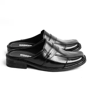 HOOPER Sandal Slop keren Sandal kulit cowok casual model slide kekinian Selop