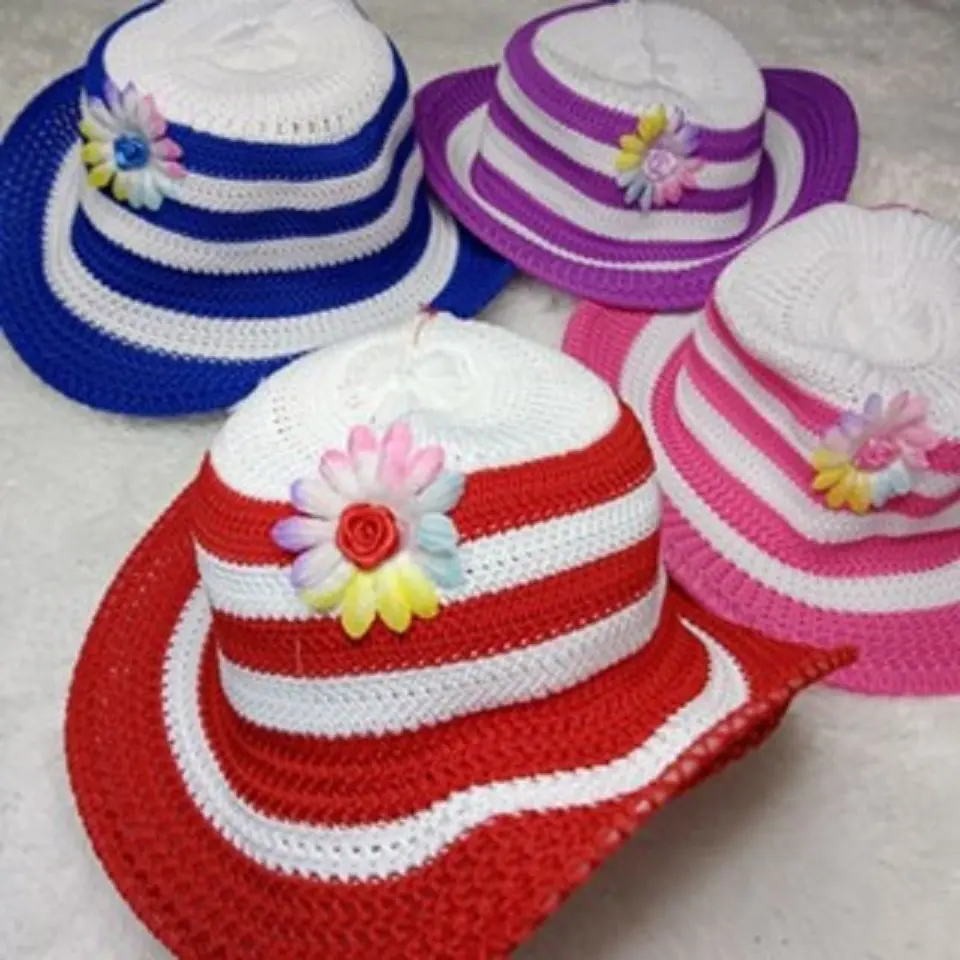 Topi rajut Anak Pantai Brokat Bunga termurah