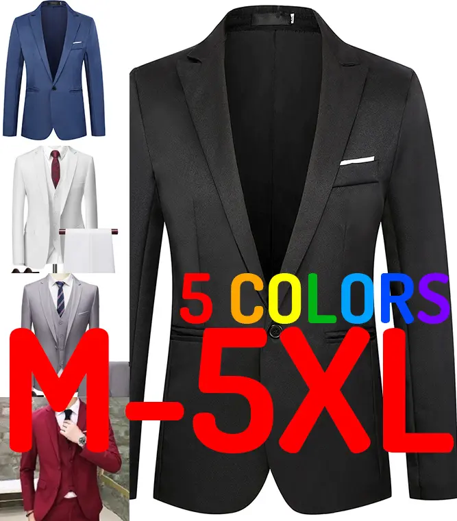 [READY STOCK] Men Formal Office Business Working Smart Plus Size Blazer Coat Outerwear Jacket Size M - 5XL