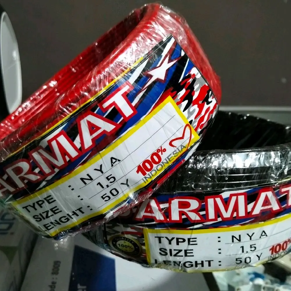 Kabel Kawat Tunggal 1x1,5mm 50yard PVC Tembaga Campuran Kualitas Tinggi untuk Instalasi Listrik Rumahan