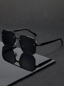Lentes de Marco de Aleación de Zinc con Lentes de PC de Color Profundo, Acabado Textura Metálica, Marco Grande para Uso Diario y Moderno