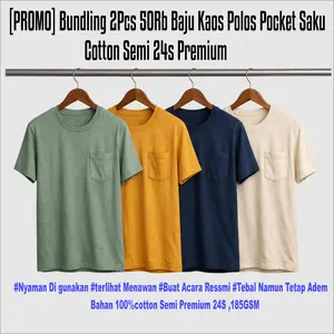 [PROMO] Bundling 2Pcs 50Rb Baju Kaos Polos Pocket Saku Cotton Semi Premium 24S