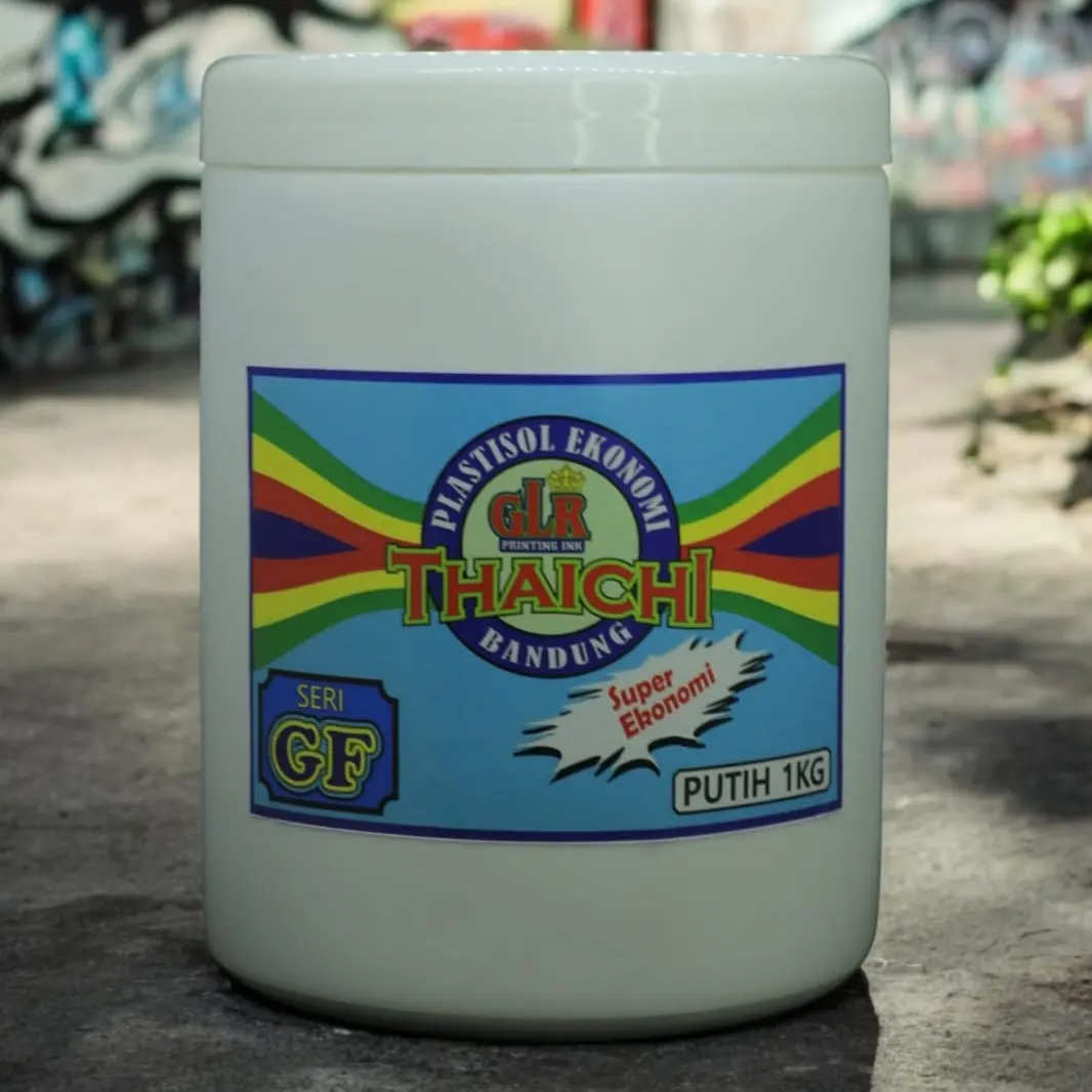 Tinta Cat Sablon Plastisol Thaichi Seri GF Warna Putih Hitam Kuning merah Biru