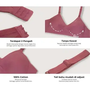 6 PCS BH Bra Sport Wanita Perempuan Dewasa Remaja Tanpa Kawat Dan Busa Tipis Ukuran 34 36 38 40 42