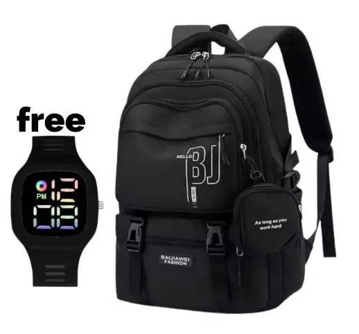 Tas ransel Sekolah SD>SMP>SMA Bonus Jam Tangan Backpack Sekolah Terbaru Canvas Unisex Tas Punggung Bisa COD