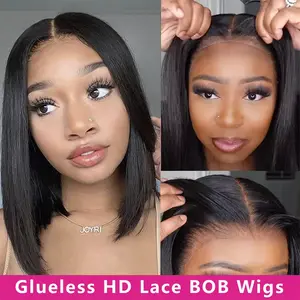12A Glueless Wig Straight Lace Frontal Wigs Pre Plucked 13x4 Human Hair Wigs Brazilian Bone Straight Short Bob Wig For Women