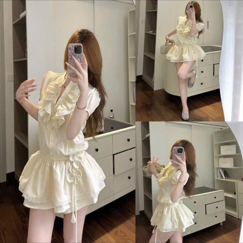 DEAL SỐC [ BỘ BÔNG BÈO XOÈ VIỀN REN + QUẦN VÁY KÈM LÓT bigsize 48-90kg