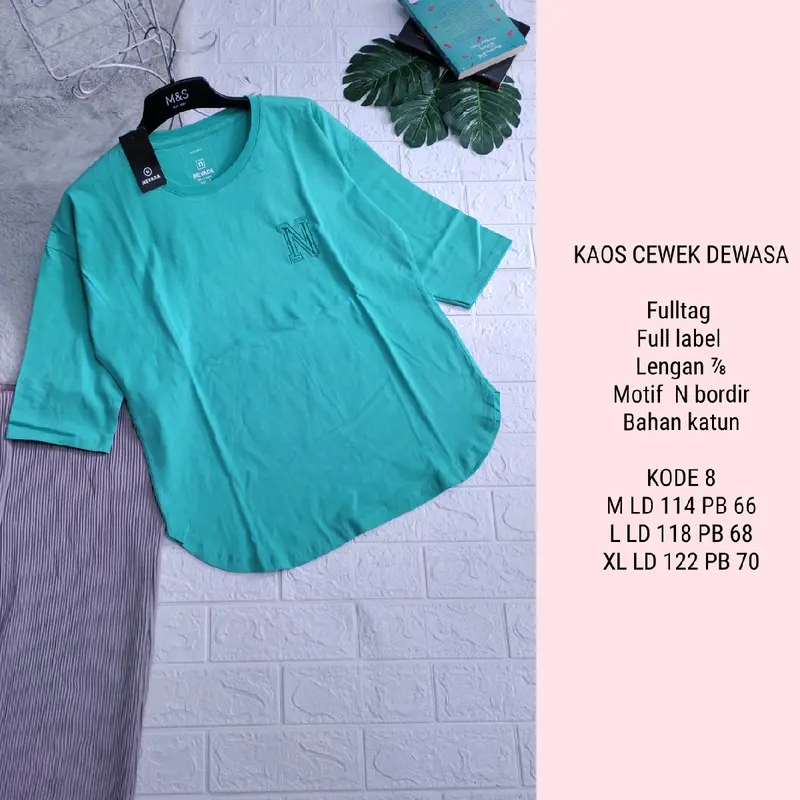 KAOS CEWEK DEWASA LENGAN ⅞ |WAJIB TANYA STOK (BISA COD) 8