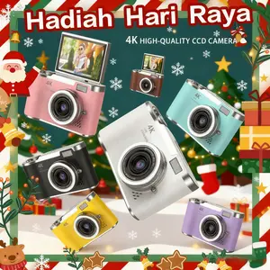 【Kado Hari Raya Kekinian】LK0007 Kamera Digital Fashion Retro 8X 64/68MP Layar 2.4 Inci 4K Vlog Zoom 180° 10 Filter Cocok untuk Pemula Hadiah Kamera Digital Siswa Camera Foto dengan Tali Selfie dan Baterai 1000mAh V380 Smart【Gift stickers】