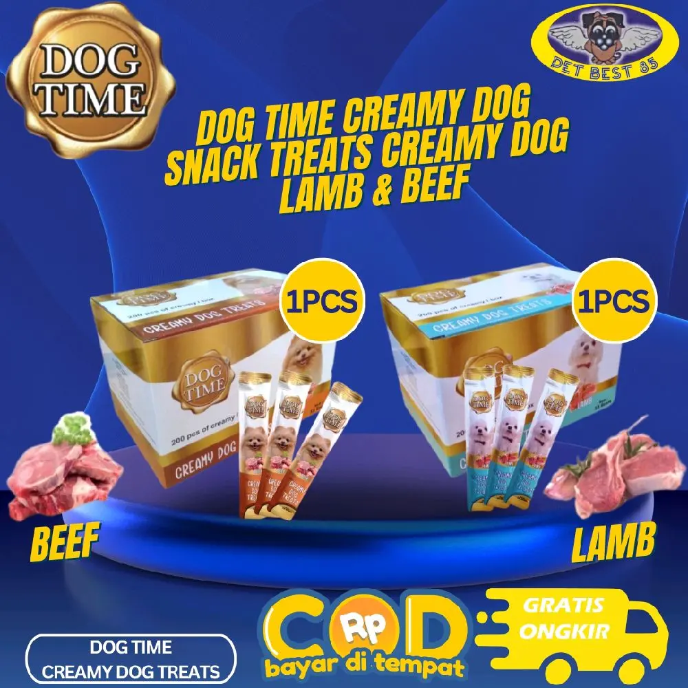 Dog Time Creamy 15grX10pcs Snack Anjing Rasa Domba/Beef Cemilan Anjing Treats