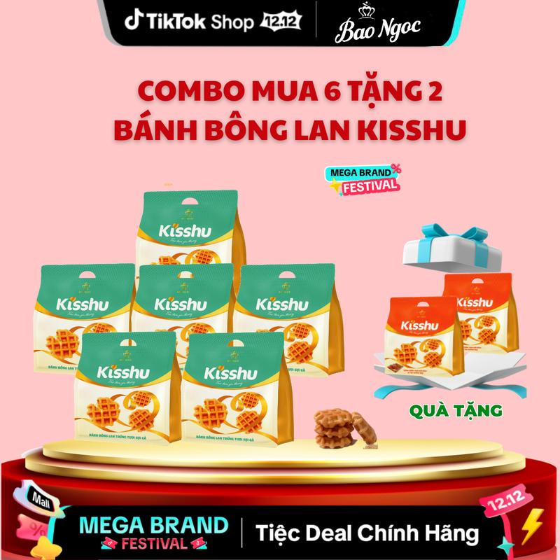 ĐA KHO X "Combo Mua 6 Tặng 2" 6 Bánh bông lan Kisshu trứng tươi sợi gà + Tặng 2 Bánh bông lan Kisshu vị thịt nướng bbq - Bánh Mì Tươi Cao Cấp Bảo Ngọc Food
