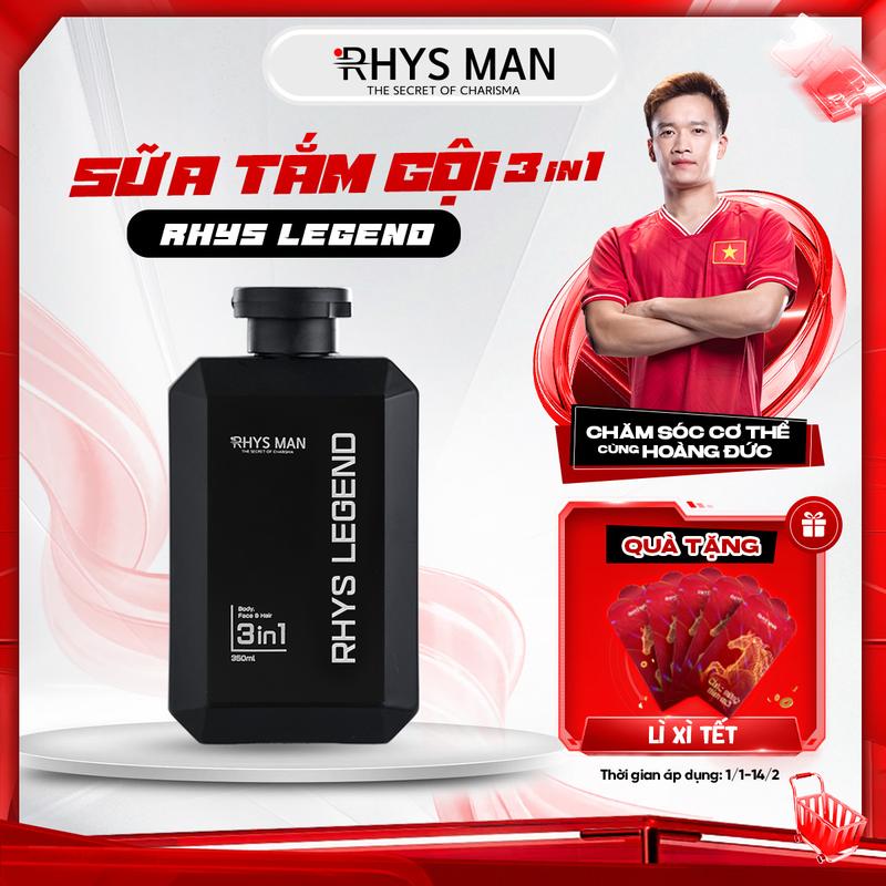 Quà tặng Giáng sinh Sữa tắm gội nam RHYS MAN 3in1 Rhys Legend | Tặng kèm quà tặng