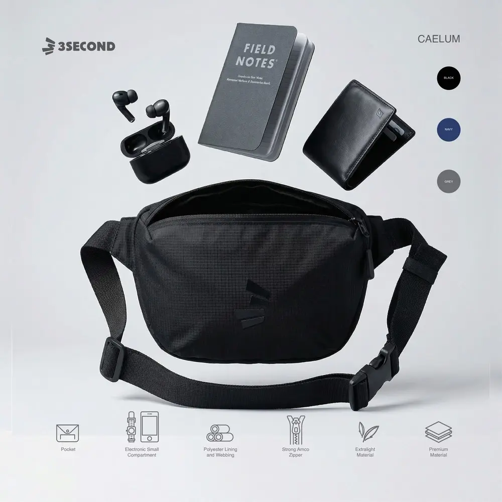 3Second Tas Pinggang Pria Waist Bag Polyester Caelum OL-C061124