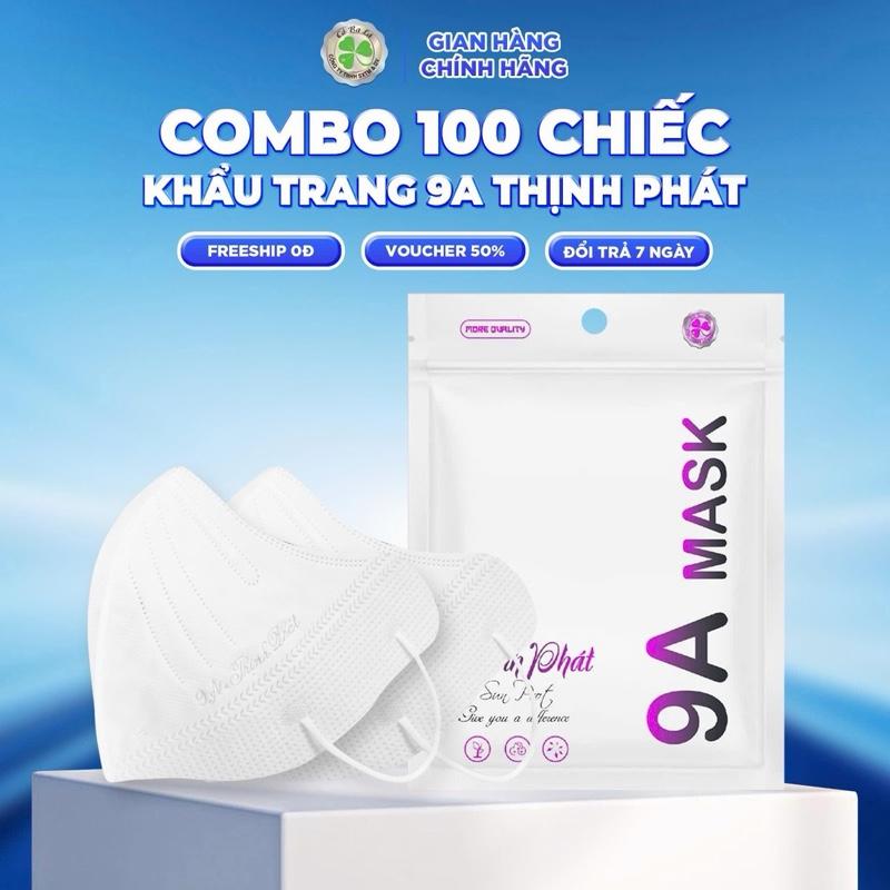  Combo 100 Chiếc KHẨU TRANG 9A THỊNH PHÁT 5 Lớp dày dặn form to che kín khuôn mặt size 45-99kg 