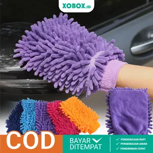 Sarung Tangan Cendol Microfiber Mikrofiber 2 Sisi Kain Lap Pembersih Cleaning Cuci Motor Mobil Serbaguna HM1000