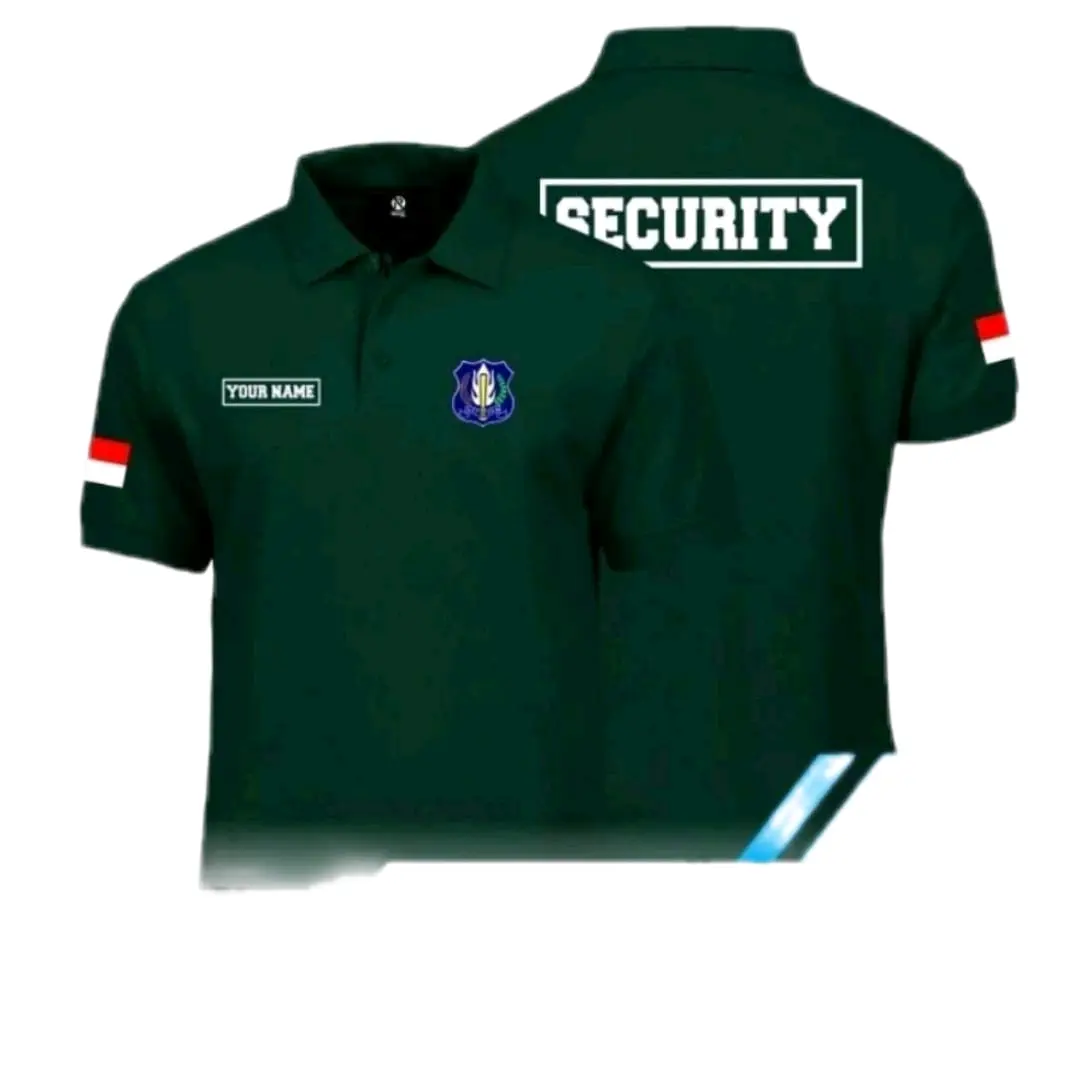 KAOS KERAH SECURITY KOTAK FREE NAMA - HIJAU