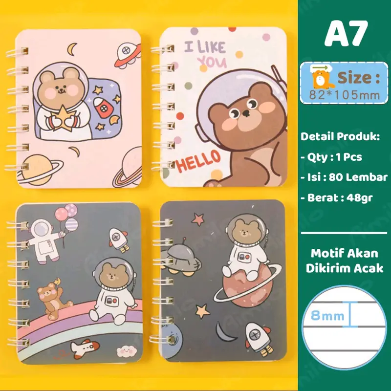 Notebook A7 Buku Kecil Catatan Scrapbook Mini Buku Notes Kecil Alat Tulis Sekolah 8