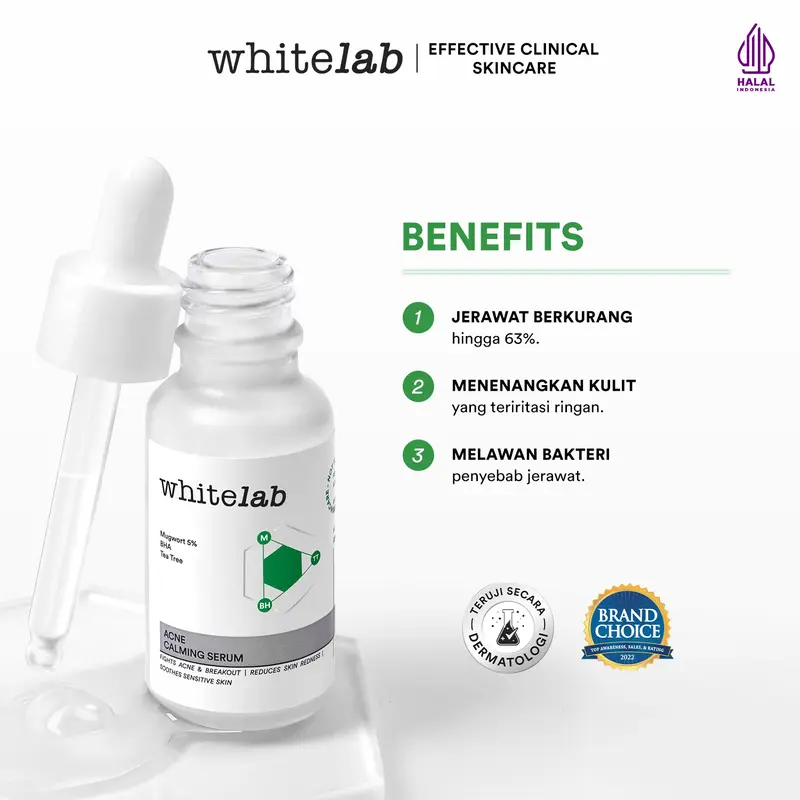 Whitelab Acne Calming Serum - Serum Untuk Kulit Jerawat, Bruntusan, Dan Berminyak Dengan Mugwort, BHA & Tea Tree [BPOM] Wajah Berjerawat 2