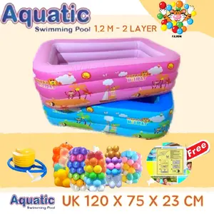 Kolam Renang Anak dan Bayi Jumbo Aquatic ukuran 1.2 Meter - Paket Kolam Mandi Bola Free Lem inflatable swimming Water