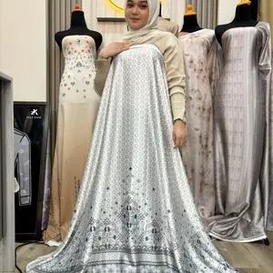 Zela Kain Kain Silk Arabian Qeisya Ukuran setengah Meter 50 Cm Motif Bunga Elegan untuk Pakaian Wanita