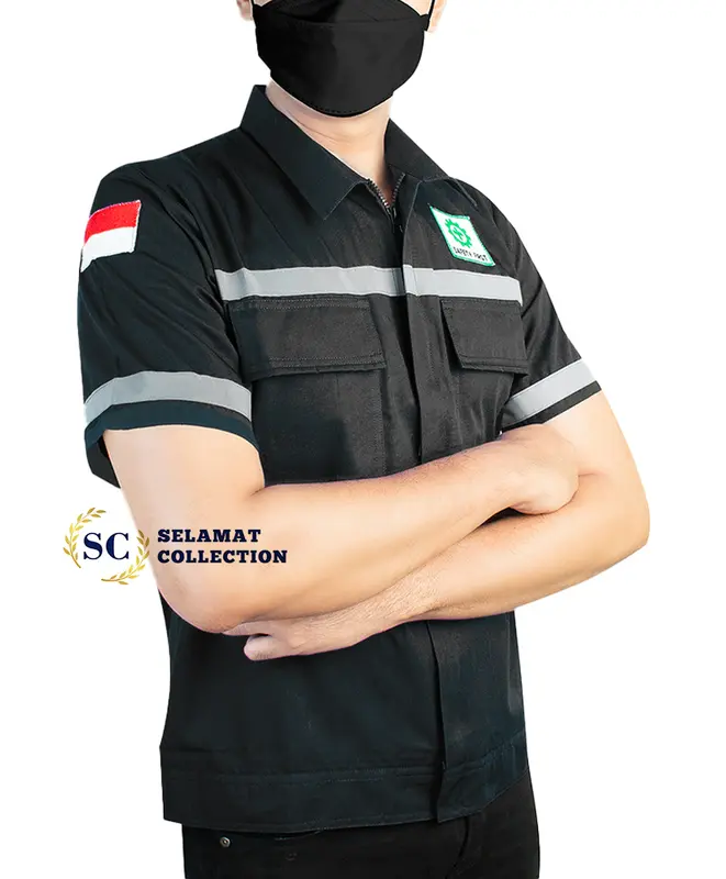Kemeja Safety K3 by Selamat collection - Baju Seragam Kerja Atasan Wearpack Lengan Pendek Pria Wanita 3