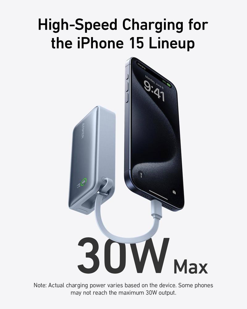 Product Introduction of Anker Nano Power Bank 10,000mAh (30W ,Built-In USB-C Cable) Super Large Capacity Portable Mobile Power PD Fast Charge 5