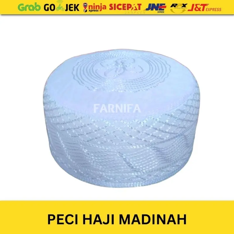 Peci Haji Madinah Putih Hitam Termurah Ecer Kopiah Motif Lipat Best Seller