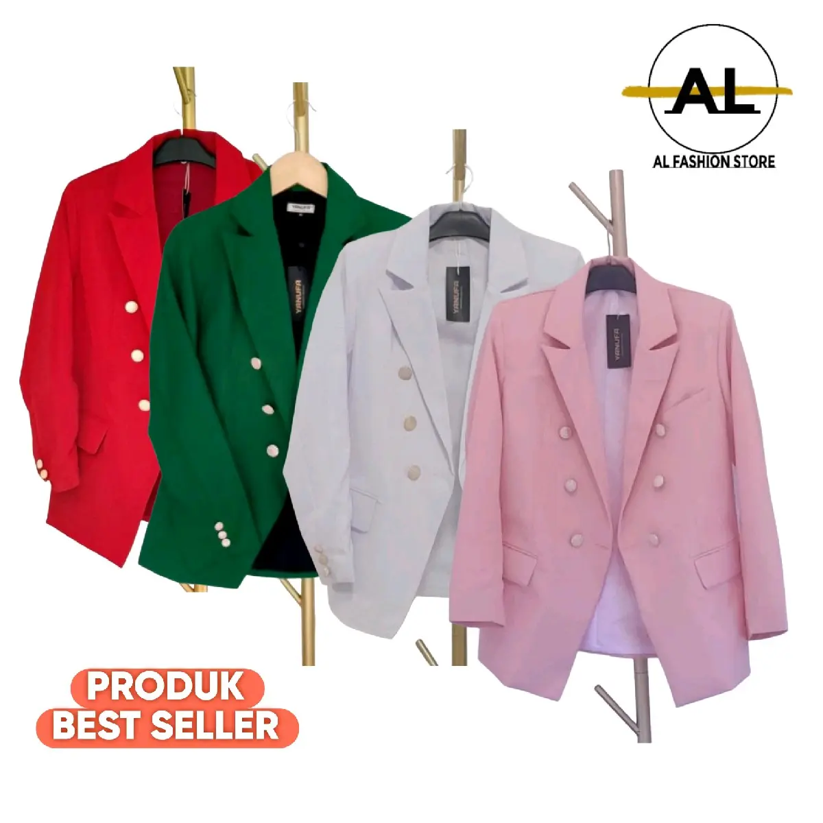 Blazer wanita/jas formal wanita slim fitting model double breast Casual Basic Kantor High Panjang Atasan