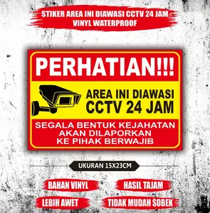 Stiker area ini diawasi cctv 24 jam - stiker himbauan cctv