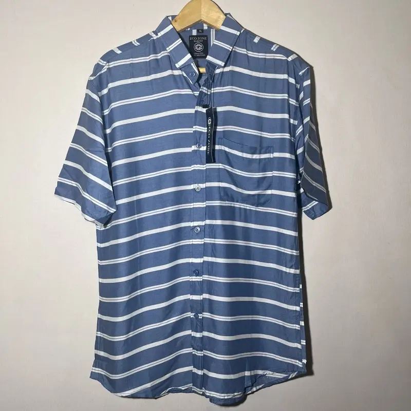 Kemeja Pria Keren Motif Garis Bahan Rayon 1