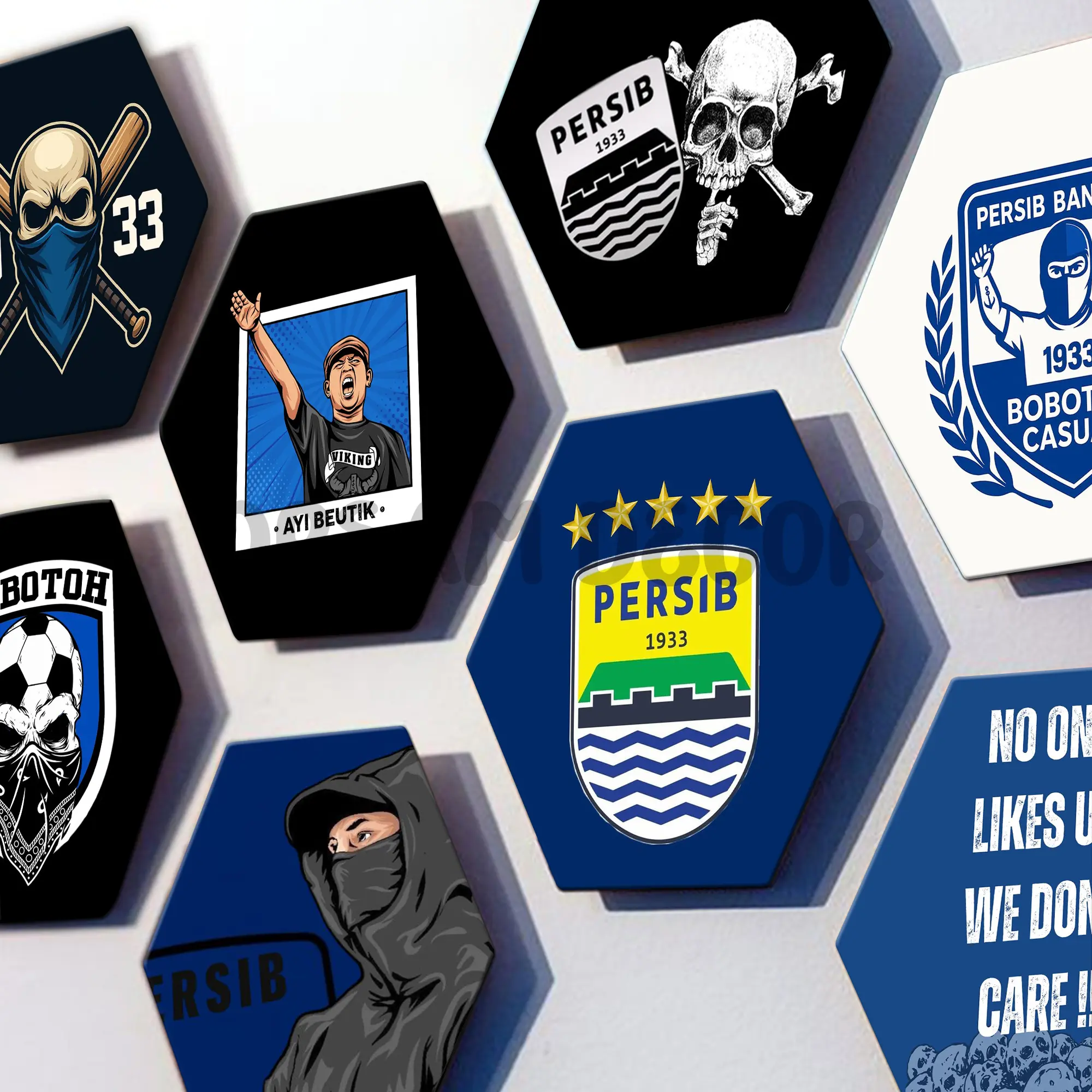 HIASAN DINDING KAMAR PERSIB CASUAL DESIGN - HIASAN DINDING KAMAR HEXAGONAL [H87] HIASAN DINDING KAMAR AESTHETIC - DEKORASI KAMAR AESTHETIC - DEKORASI DINDING