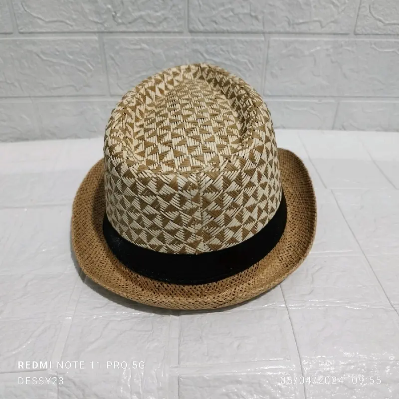 Topi fedora jazz motif corak dan bel Lis hitam cocok buat pria dan wanita import 4