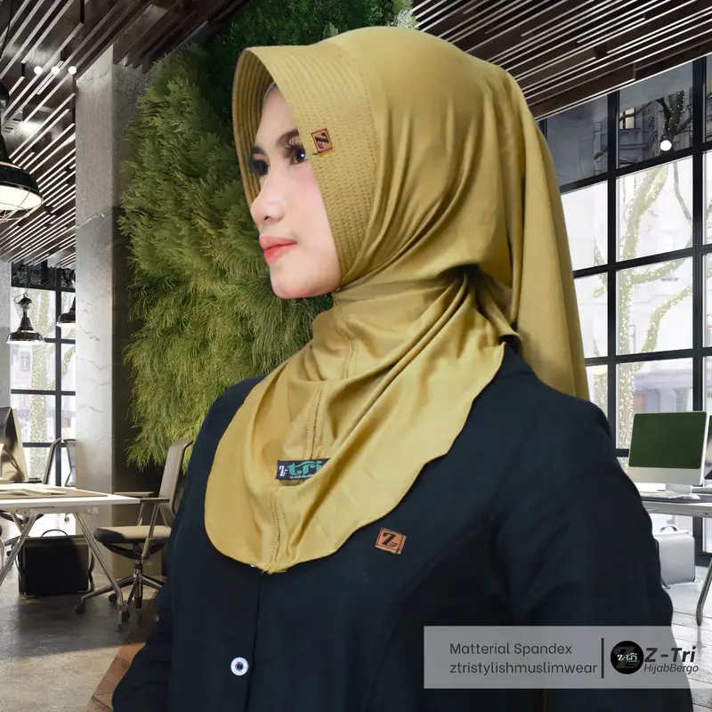 Ztri hijab Cantik Premium Stylish Muslim Kekinian Bahan Lembut Nyaman Tebal Spandek Balon Motif Ped Ukuran M/L/XL 5