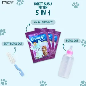 SC Paket Susu Anak Kucing Kitten Bayi Baru Lahir Botol Dot Growssy Milk