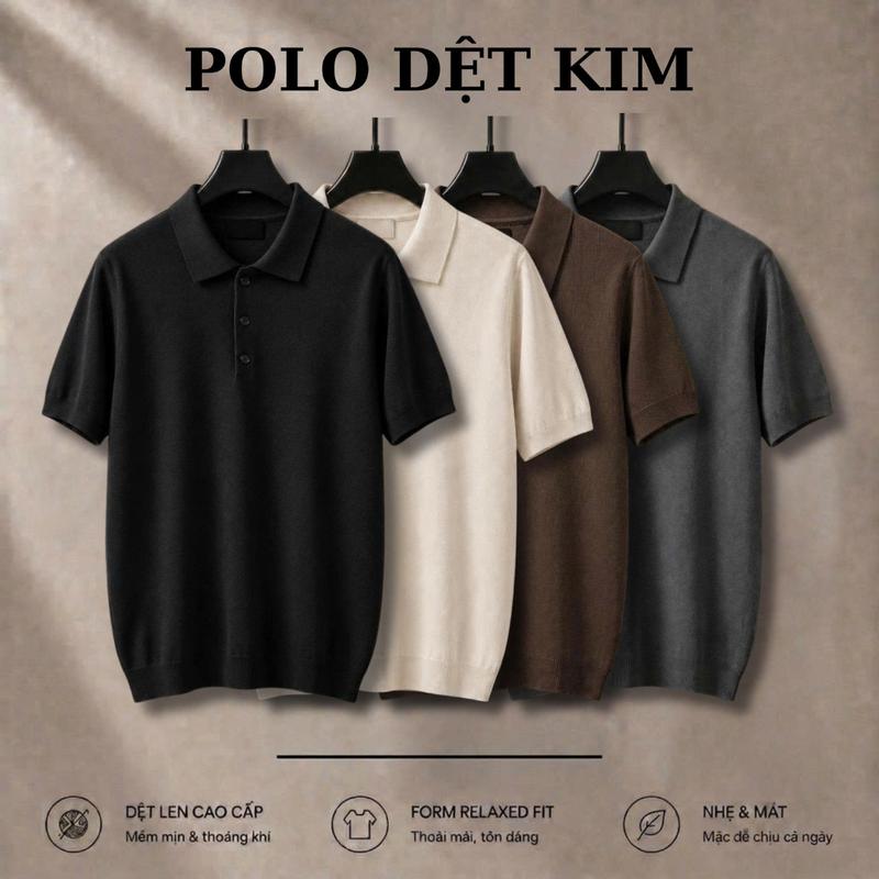 Áo Thun Polo nam HELLOYOU, Chất vải Dệt Kim Cao Cấp form Regular Đứng form co dãn, mềm mịn, mặc mát phong cách hàn Quốc"