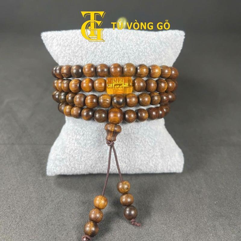 Vòng tay gỗ Bách xanh 108 hạt mix Lu Thống Omani cho nam và nữ mệnh Kim Mộc Thuỷ Hoả Thổ |
